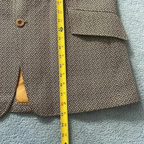Vintage Curlee Blazer Fitted Jacket Men’s Suit Coat Houndstooth Tweed Academia - Picture 14 of 16